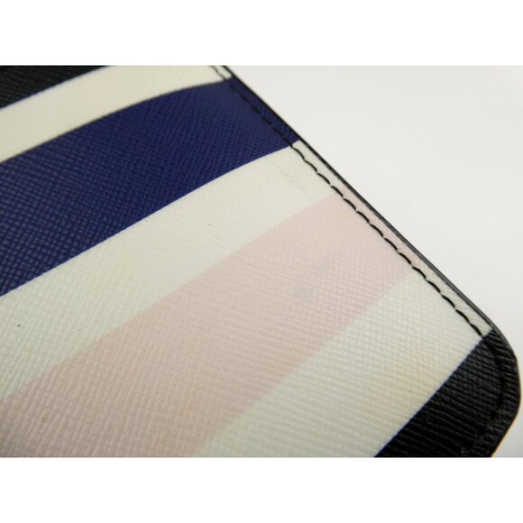 Kate Spade New York Striped Card Holder Wallet W/ Zipper & Keyring - Picture 9 of 13